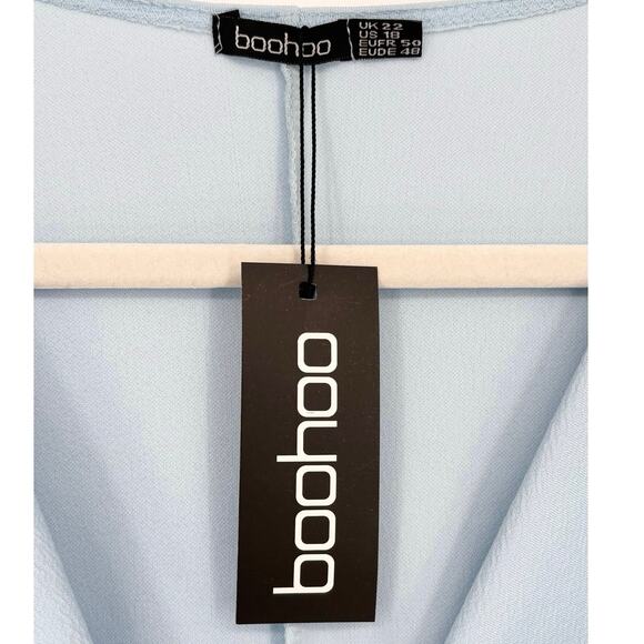Boohoo NWT Sky Blue Midi Side Tie V-neck Dress Size 18 - Picture 5 of 5